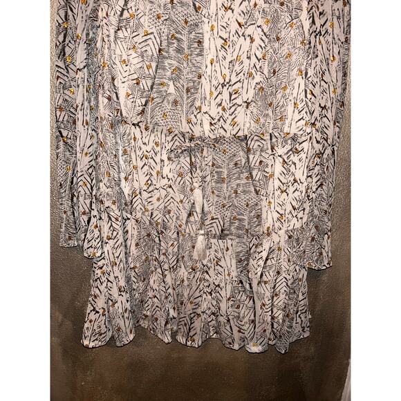 En Crème Boho Hippie Edgy Gipsy Tunic Summer Metallic Long Sleeves Dress - Picture 3 of 9